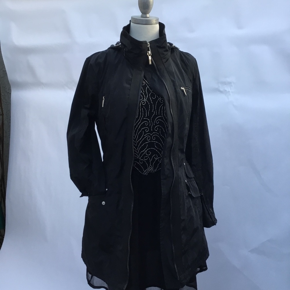 Laundry by Shelli Segal Black Hooded Utility Jacket | Women's